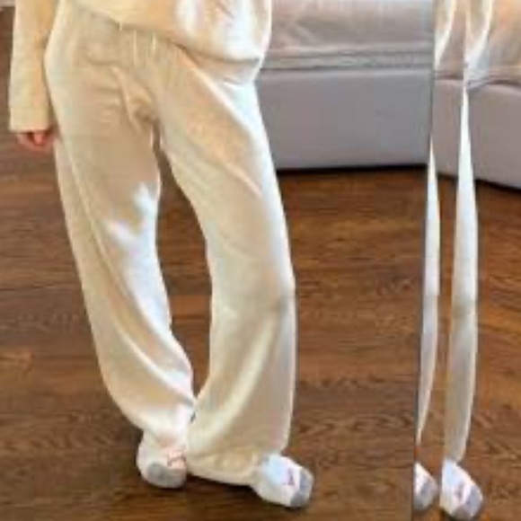 Lazypants Pants - Lazypants Sweater Knit Straight Leg Lounge Pants - cream